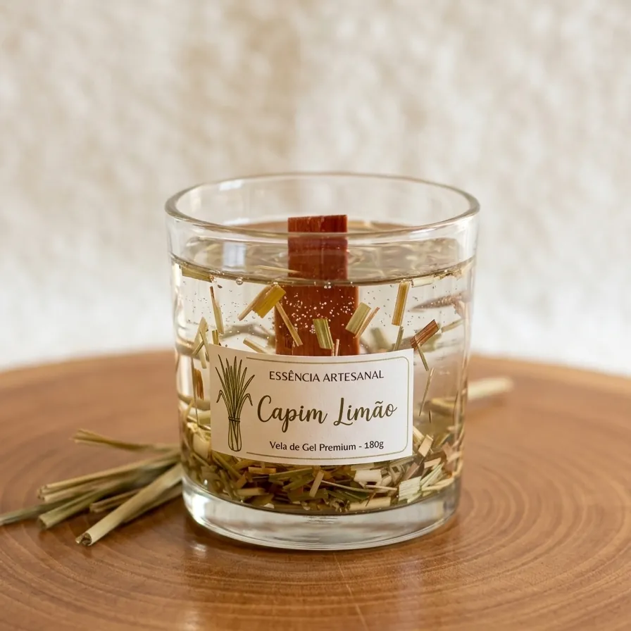 Vela Aromática Decorativa em Gel: Capim-limão